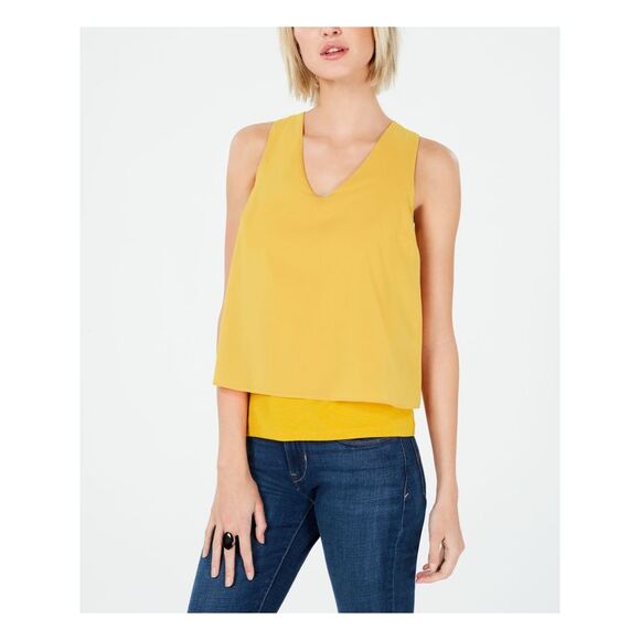 BAR III Tops - BAR III Womens Gold Layered Look Sleeveless V Neck Top XS